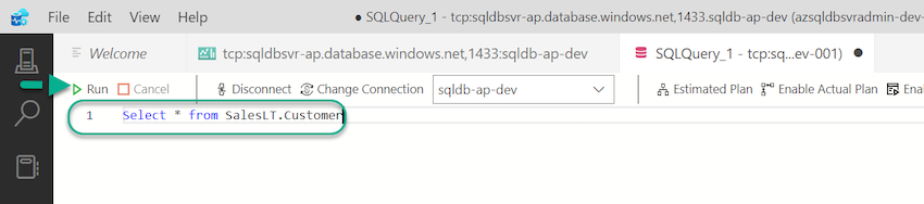 Connect to Azure SQL Database in the Azure Data Studio